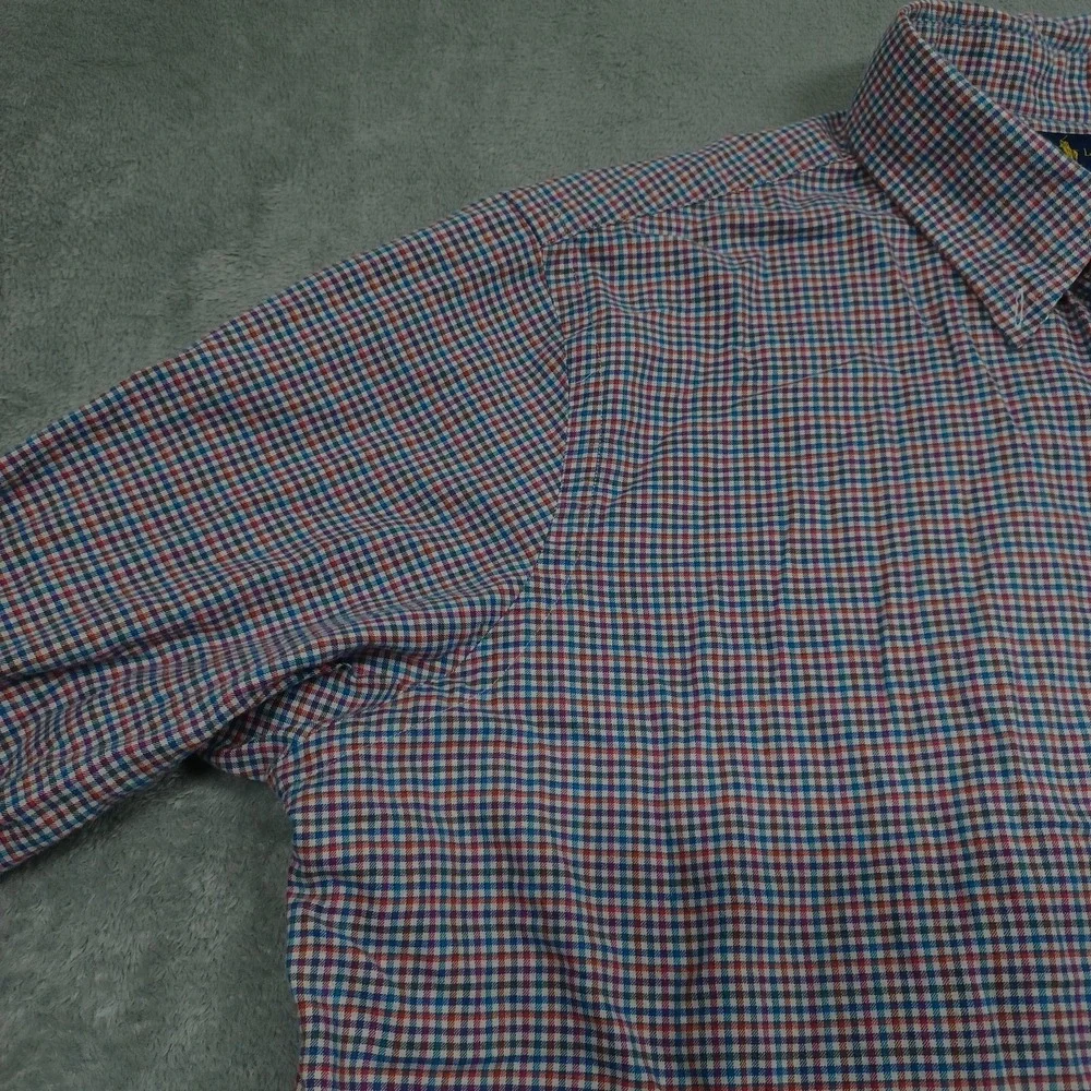 Ralph‎ Lauren Shirt Mens Large Blue Plaid Preppy Casual Button Down A4